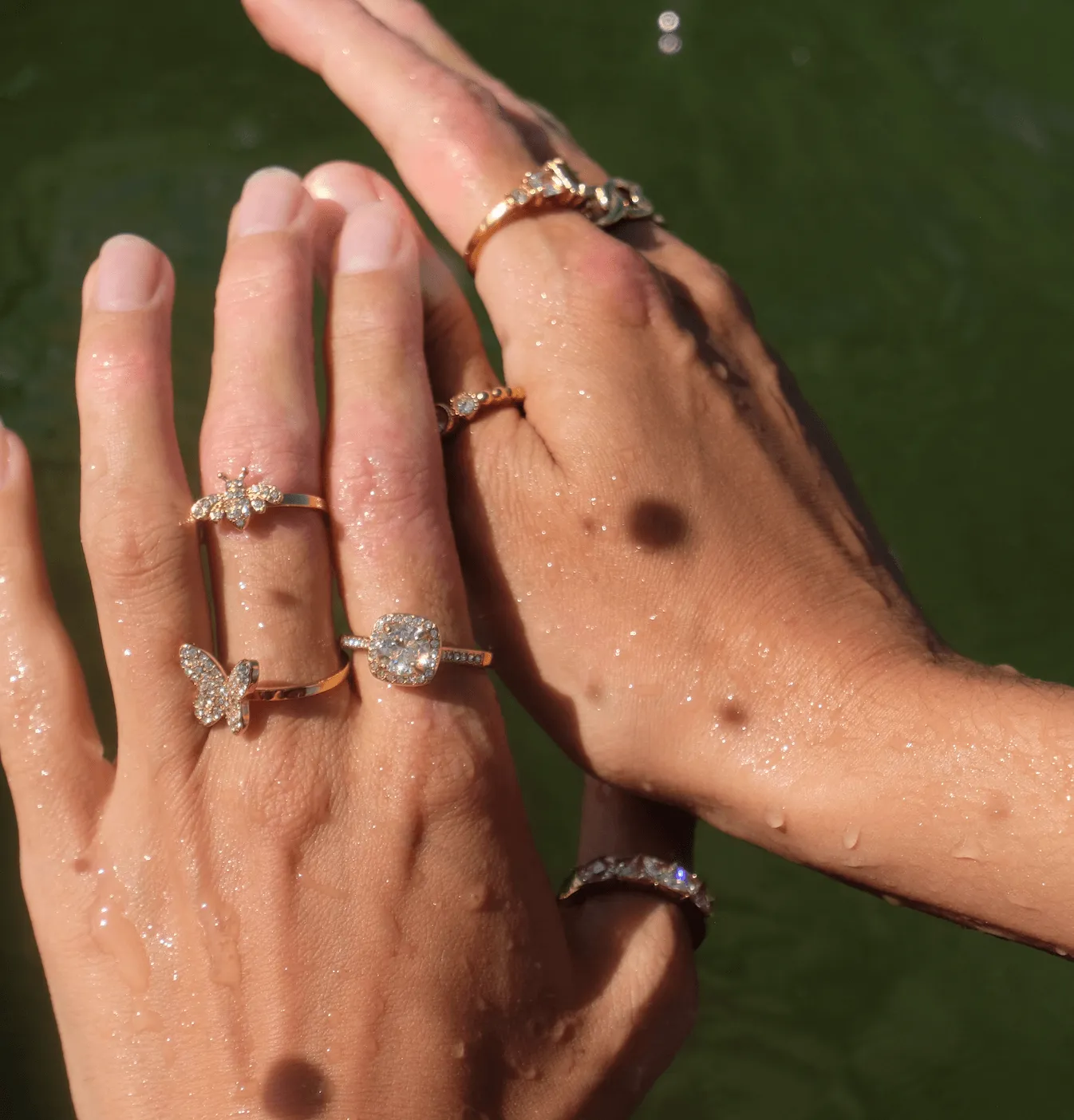 Vibes | Busy Bee Sparkle Adjustable Ring | 18K Gold-Plated