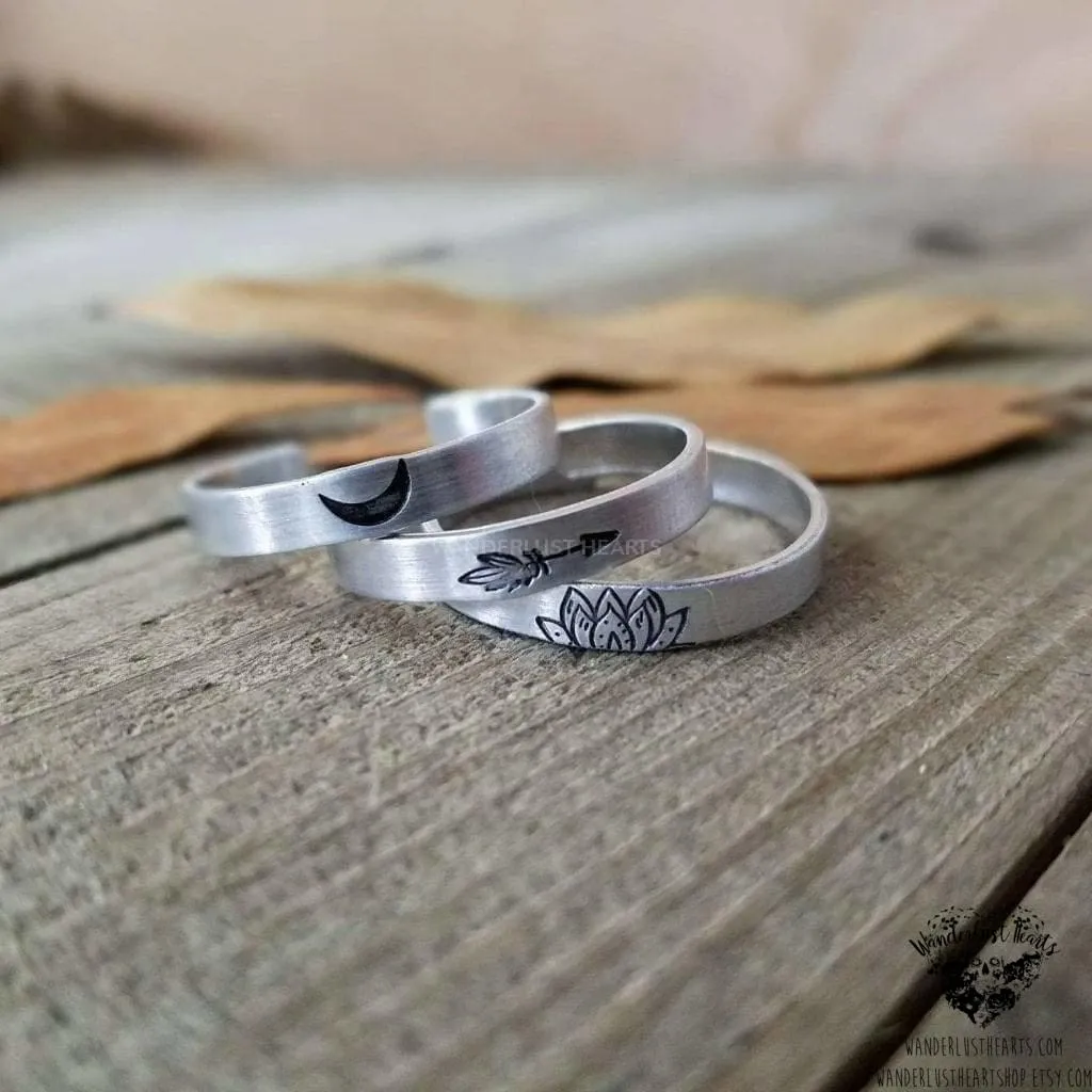 Vibes Stamped stacking rings