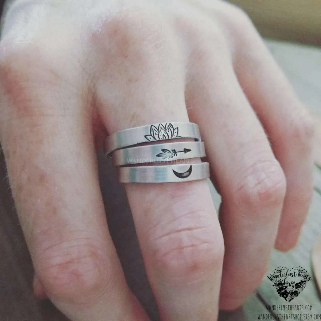 Vibes Stamped stacking rings