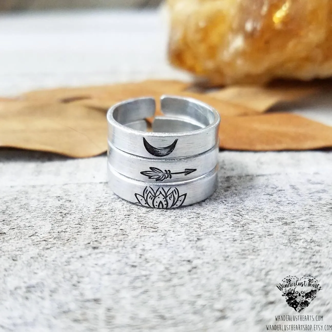 Vibes Stamped stacking rings