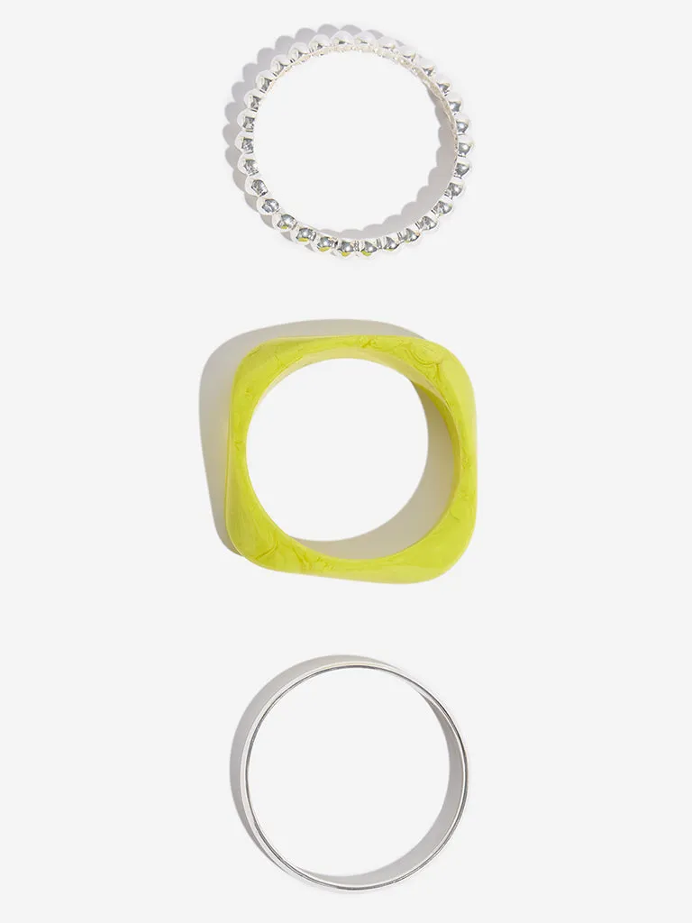 Westside Accessories Silver & Lime Bracelet Set - Pack of 3
