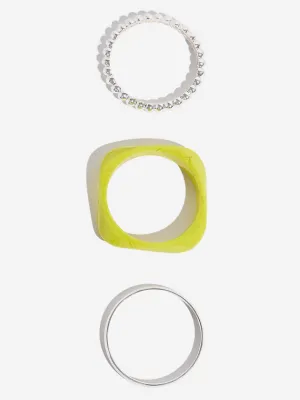 Westside Accessories Silver & Lime Bracelet Set - Pack of 3