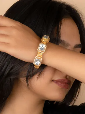 White Color Gold Plated Faux Diamond Bangles - CZBANGLE56