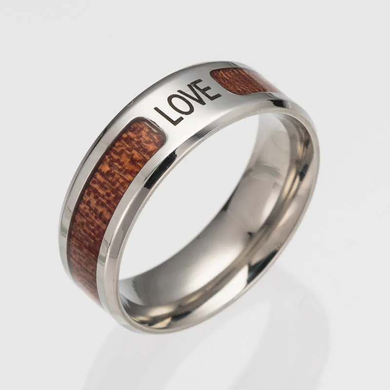 Woodgrain Half Ring - Men's Steel Ring in Everyday Genie Collection